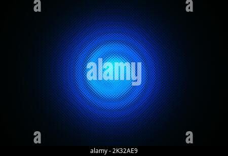 Abstraktes blaues Glas auf schwarzem Hintergrund, unbekannte wissenschaftliche Details Stockfoto