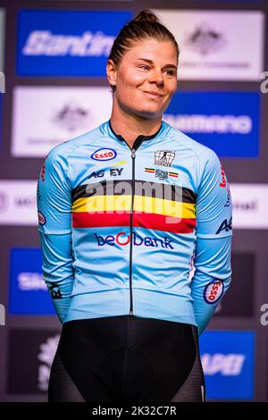 Wollongong, Australien. 24. September 2022. WOLLONGONG, AUSTRALIEN - 24. SEPTEMBER: Lotte Kopecky aus Belgien während der UCI Road World Championships 2022 Wollongong am 24. September 2022 in Wollongong, Australien (Foto von Arne MillOrange Picics) Credit: Orange Pics BV/Alamy Live News Stockfoto