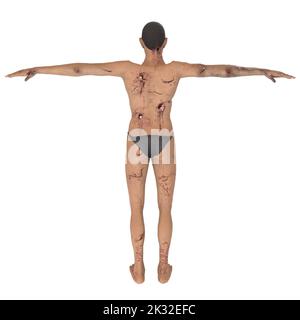 Zombie Biter Charakter 3D Modellierung Stockfoto