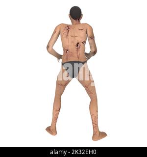 Zombie Biter Charakter 3D Modellierung Stockfoto
