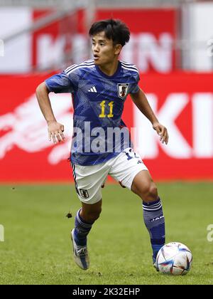 DÜSSELDORF - Takefusa Kubo aus Japan beim Japan-United States International Friendly Match in der Düsseldorfer Arena am 23. September 2022 in Düsseldorf. ANP | Dutch Höhe | Maurice van Steen Stockfoto