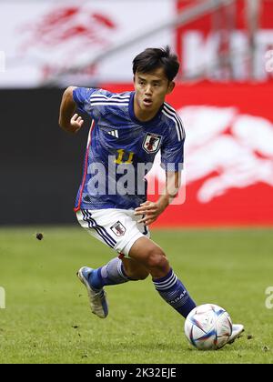 DÜSSELDORF - Takefusa Kubo aus Japan beim Japan-United States International Friendly Match in der Düsseldorfer Arena am 23. September 2022 in Düsseldorf. ANP | Dutch Höhe | Maurice van Steen Stockfoto