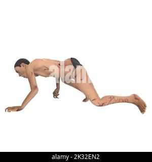 Zombie Biter Charakter 3D Modellierung Stockfoto