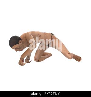 Zombie Biter Charakter 3D Modellierung Stockfoto