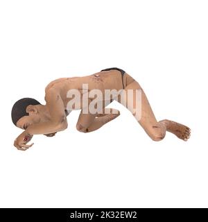 Zombie Biter Charakter 3D Modellierung Stockfoto