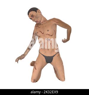 Zombie Biter Charakter 3D Modellierung Stockfoto