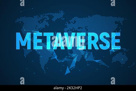 Metaverse Hintergrund Spiel 3D abstrakt Cyber-Technologie Logo. Futuristische Neon Metaverse Hintergrund virtuelle Realität. Stock Vektor