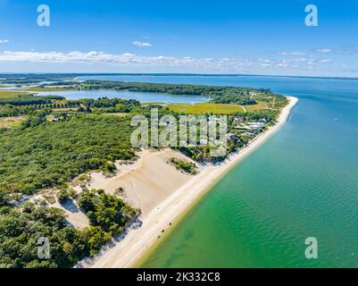 Luftaufnahme des Conscience Point National Wildlife Refuge Stockfoto