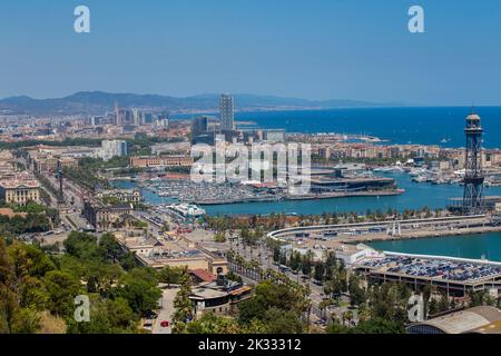 Hafen und Marina von Barcelona Port Vell, Spanien Stockfoto