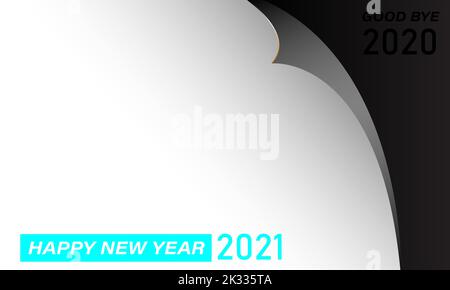 Eine Vorlage in Weiß- und Grautönen mit editierbaren Texten und Daten für „Happy New year“ und „Bye bye“ Stock Vektor