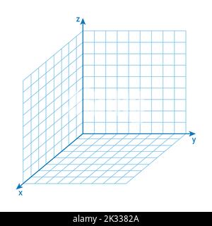 3D Raumkoordinatensystem auf weißem Hintergrund. Stock Vektor