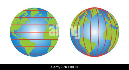 längen- und Breitendiagramm der Erde Stock Vektor