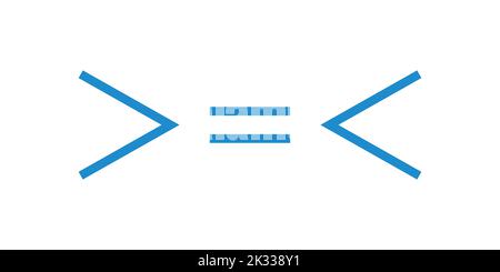 Weniger als größer als und gleich Symbol in der Mathematik. Ungleichheitssymbole Stock Vektor