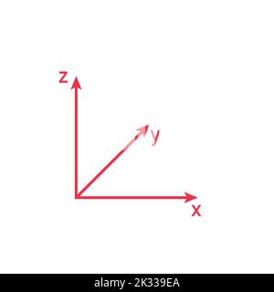 3D Raumkoordinatensystem auf weißem Hintergrund. Stock Vektor