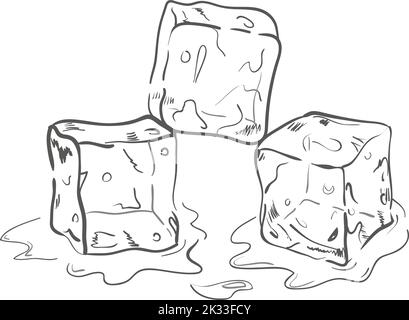 Satz von Eiswürfeln skizzieren. Alle Elemente separat für Ihr Design. Vektordarstellung Stock Vektor