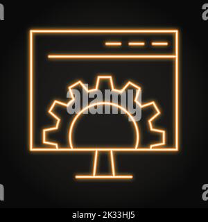 Software-Neon-Symbol im Linienstil. Symbol für Anwendungskonfiguration oder -Aktualisierung. Vektorgrafik. Stock Vektor