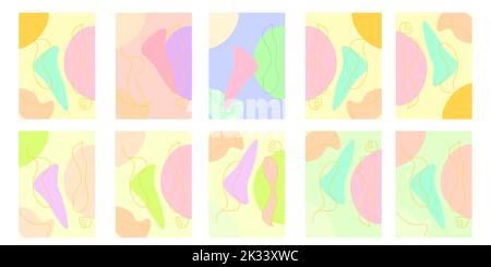 Ein Satz abstrakter pastellfarbener Vektorhintergründe Stock Vektor