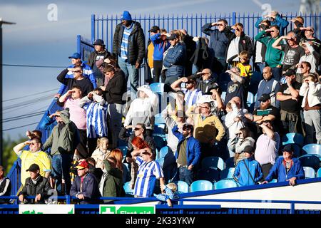 Sheffield, Großbritannien. 24. September 2022. Fans von Sheffield Wednesday sehen sich während des Sky Bet League 1-Spiels Sheffield Wednesday gegen Wycombe Wanderers in Hillsborough, Sheffield, Großbritannien, 24.. September 2022 (Foto von Ben Early/News Images) in Sheffield, Großbritannien am 9/24/2022 an. (Foto von Ben Early/News Images/Sipa USA) Quelle: SIPA USA/Alamy Live News Stockfoto