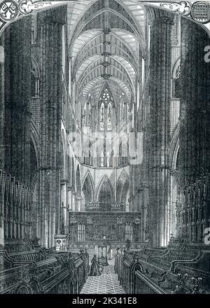 Westminster Abbey: Chor Quire und Sanctuary London 19. Jahrhundert Illustration Stockfoto