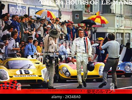 Le Mans ist ein Film aus dem Jahr 1971, der ein fiktives 24-Stunden-Rennen von Le Mans mit Steve McQueen unter der Regie von Lee H. Katzin darstellt. Stockfoto