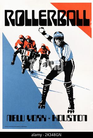 Vintage 1970s Film Poster for - Rollerball . Science-Fiction-Sportfilm mit James Caan, John Houseman, Maud Adams, Regie Norman Jewison . Stockfoto