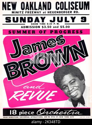 JAMES BROWN UND REVUE NEW OAKLAND COLISEUM 1967 KONZERTPOSTER NEW YORK Stockfoto