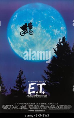 Vintage 1980s Filmposter für - E.T. DER AUSSERIRDISCHE .1982 Universal Film von Steven Spielberg Stockfoto