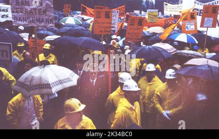 Energie) auf 24. 10. 1987, Luenen. Demonstration der IGBE Industriegewerkschft Berbbau Stockfoto