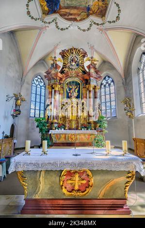 Hauptaltar, Kirche St. Anna in Betzigau, Allgäu, Bayern, Deutschland Stockfoto