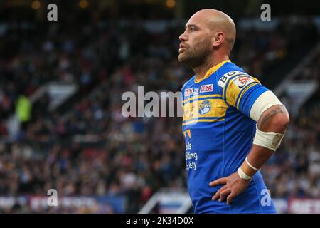 Manchester, Großbritannien. 24. September 2022. Bodene Thompson #19 von Leeds Rhinos während des 25. Betfred Super League Grand Final Matches St Helens gegen Leeds Rhinos in Old Trafford, Manchester, Großbritannien, 24.. September 2022 (Foto von David Greaves/Nachrichtenbilder) in Manchester, Großbritannien am 9/24/2022. (Foto von David Greaves Fotos/ Via/News Images/Sipa USA) Quelle: SIPA USA/Alamy Live News Stockfoto