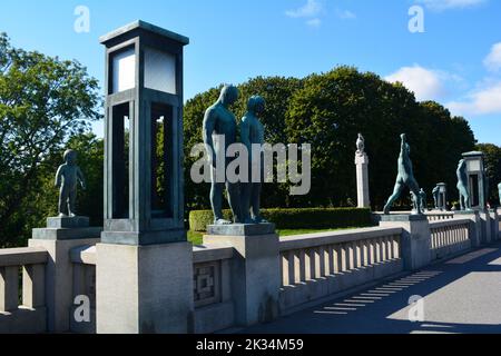 Oslo, Norwegen, September 2022: Frogner Park, ein Park voller Skulpturen des norwegischen Bildhauers Gustav Vigeland. Stockfoto