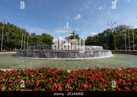 Madrid, Spanien, September 2022. Blick auf den Cibeles-Brunnen im Stadtzentrum Stockfoto