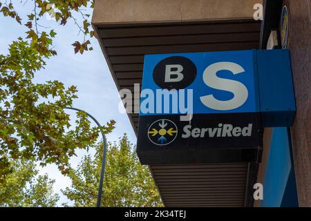 Felanitx, Spanien; september 21 2022: Bankfiliale der Firma Banco Sabadell im mallorquinischen Felanitx, Spanien Stockfoto