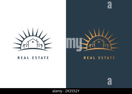 Real Estate New Morning House Logo für Unternehmen Stock Vektor