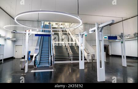 Mairie d'Aubervilliers, eine moderne Metrostation in Paris, Frankreich Stockfoto