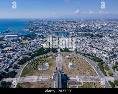 Schöne Luftaufnahme des Colon Lighthouse in Santo Domingo Dominikanische Republik Stockfoto