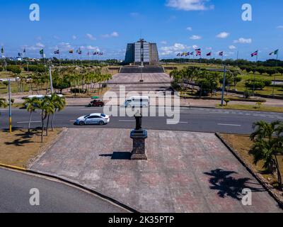 Schöne Luftaufnahme des Colon Lighthouse in Santo Domingo Dominikanische Republik Stockfoto