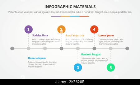 Infografik Folienpräsentation Vorlage mit modernen flachen Stil Farbe mit Zeitleiste Diagramm Prozessvektor Stockfoto