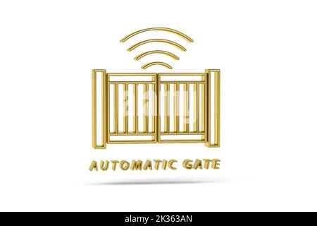 Goldenes 3D-Gattersymbol auf weißem Hintergrund isoliert - 3D Render Stockfoto