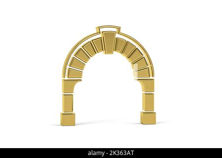 Goldenes 3D-Gattersymbol auf weißem Hintergrund isoliert - 3D Render Stockfoto