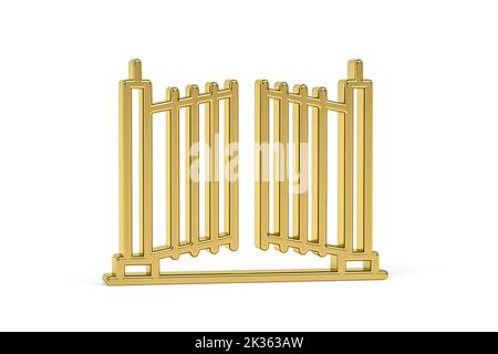 Goldenes 3D-Gattersymbol auf weißem Hintergrund isoliert - 3D Render Stockfoto