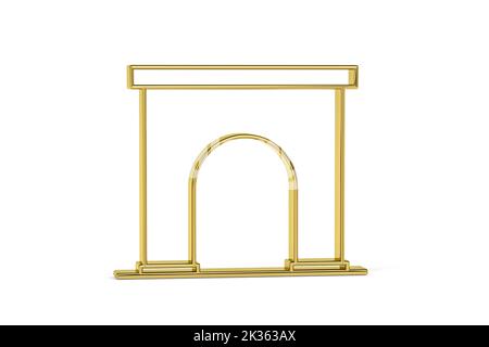 Goldenes 3D-Gattersymbol auf weißem Hintergrund isoliert - 3D Render Stockfoto