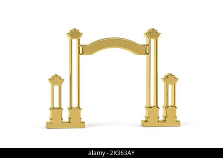 Goldenes 3D-Gattersymbol auf weißem Hintergrund isoliert - 3D Render Stockfoto