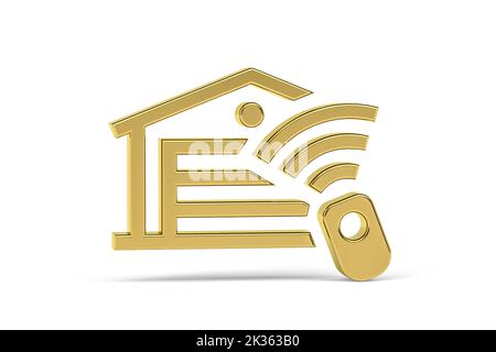 Goldenes 3D-Gattersymbol auf weißem Hintergrund isoliert - 3D Render Stockfoto