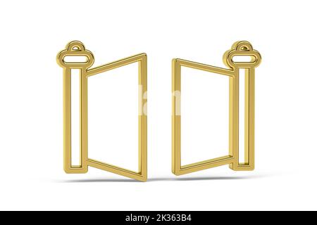 Goldenes 3D-Gattersymbol auf weißem Hintergrund isoliert - 3D Render Stockfoto