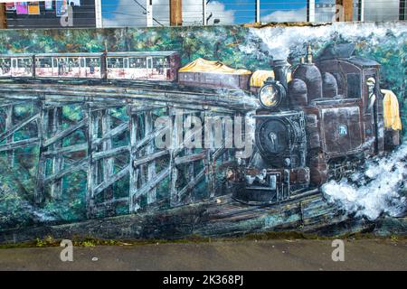 Puffing Billy Street Art, Belgrave, Victoria, Australien Stockfoto