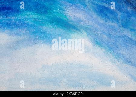 Abstrakter Malhintergrund in sanften Weiß- und Blautönen. Stockfoto