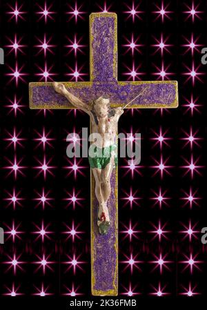 Verwundete Christus am Kreuz Stockfoto