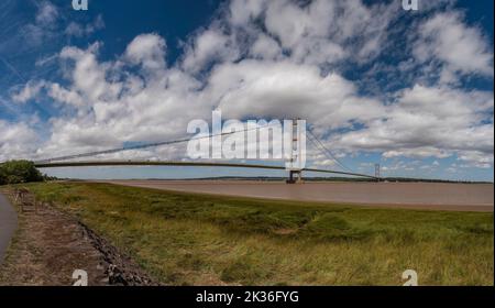 Die Humber Bridge von Barton upon Humber in North Lincolnshire, Großbritannien Stockfoto