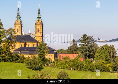Basilika Vierzehnheiligen vom 'Garten Gottes' aus gesehen. Bad Staffelstein, Deutschland Stockfoto